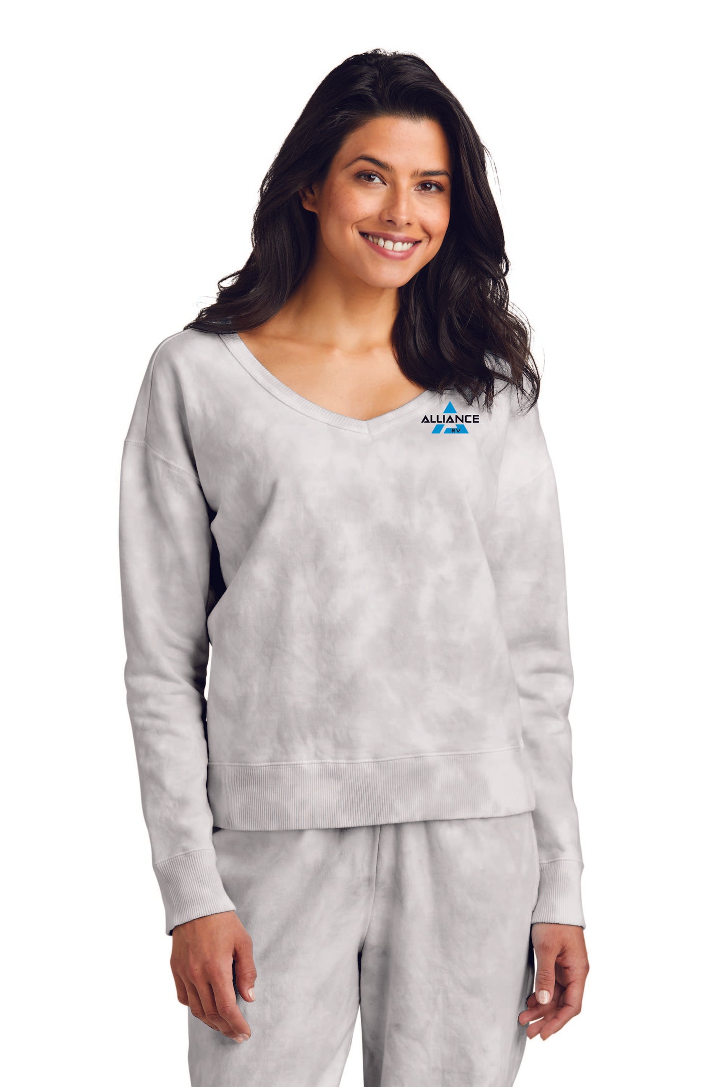 Port & Company® Ladies Beach Wash® Cloud Tie-Dye V-Neck Sweatshirt - LPC140V